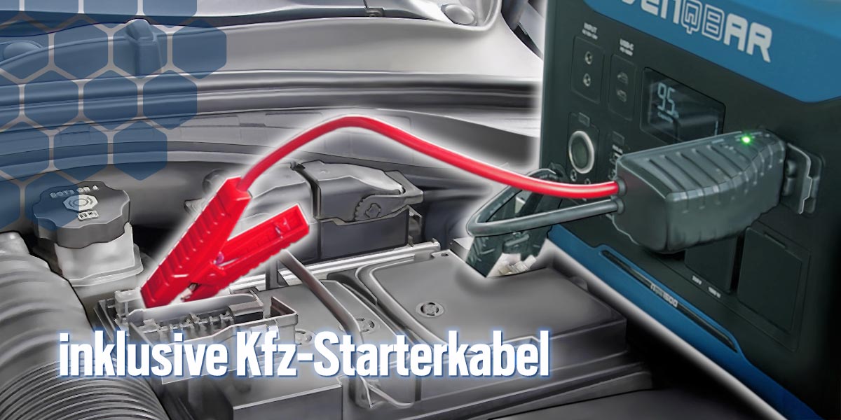 Die DENQBAR 3000 W Powerstation mit praktischem Kfz-Starterkabel Die DENQBAR 3000 W Powerstation mit praktischem Kfz-Starterkabel