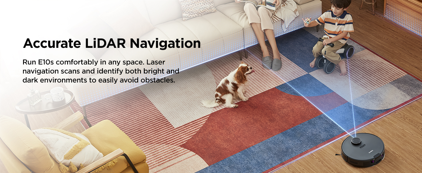 E10s Robot Vacuum an mop combo work with LiDAR Navigation